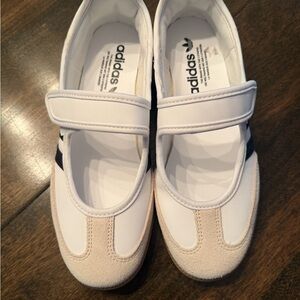 Adidas White and Tan Strap Sambas